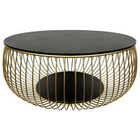 SOFFBORD i metall, glas 86/86/35 cm  - svart/guldfärgad, Design, metall/glas (86/86/35cm) - Novel