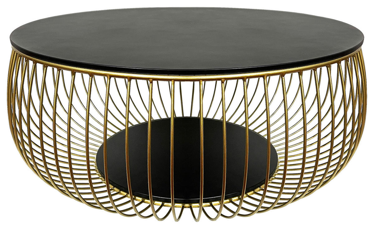 SOFFBORD i metall, glas 86/86/35 cm  - svart/guldfärgad, Design, metall/glas (86/86/35cm) - Novel