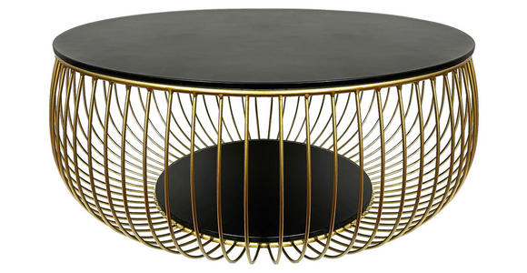 COUCHTISCH ESG 86/86/35 cm rund Schwarz, Goldfarben - Goldfarben/Schwarz, Design, Glas/Metall (86/86/35cm) - Novel