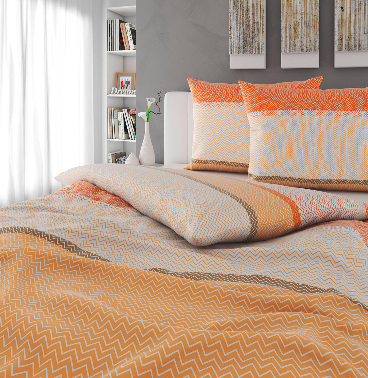 Lenjerie De Pat 220/200 cm  - portocaliu, Konventionell, textil (220/200cm) - Novel