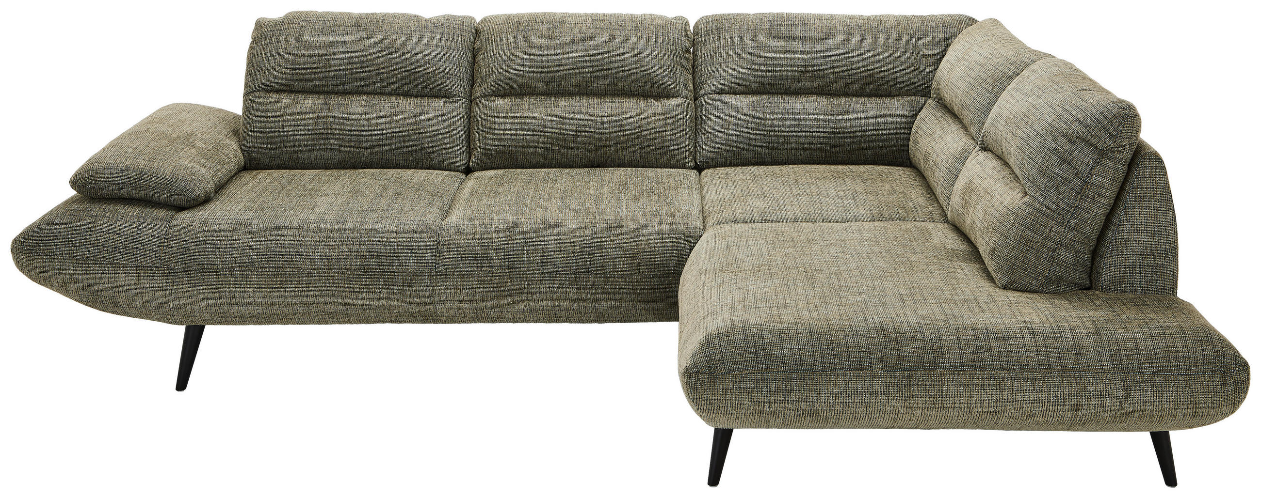 ECKSOFA Olivgrün Chenille  - Schwarz/Olivgrün, Design, Textil/Metall (286/213cm) - Welnova