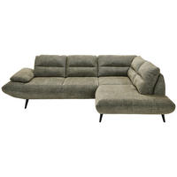 ECKSOFA Olivgrün Chenille  - Schwarz/Olivgrün, Design, Textil/Metall (286/213cm) - Welnova