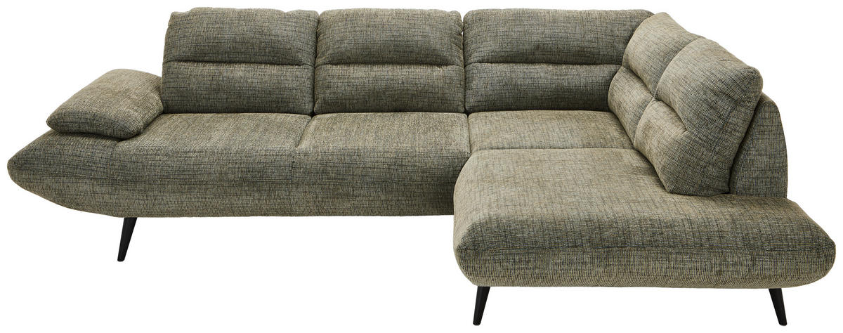 ECKSOFA Olivgrün Chenille  - Schwarz/Olivgrün, Design, Textil/Metall (286/213cm) - Welnova