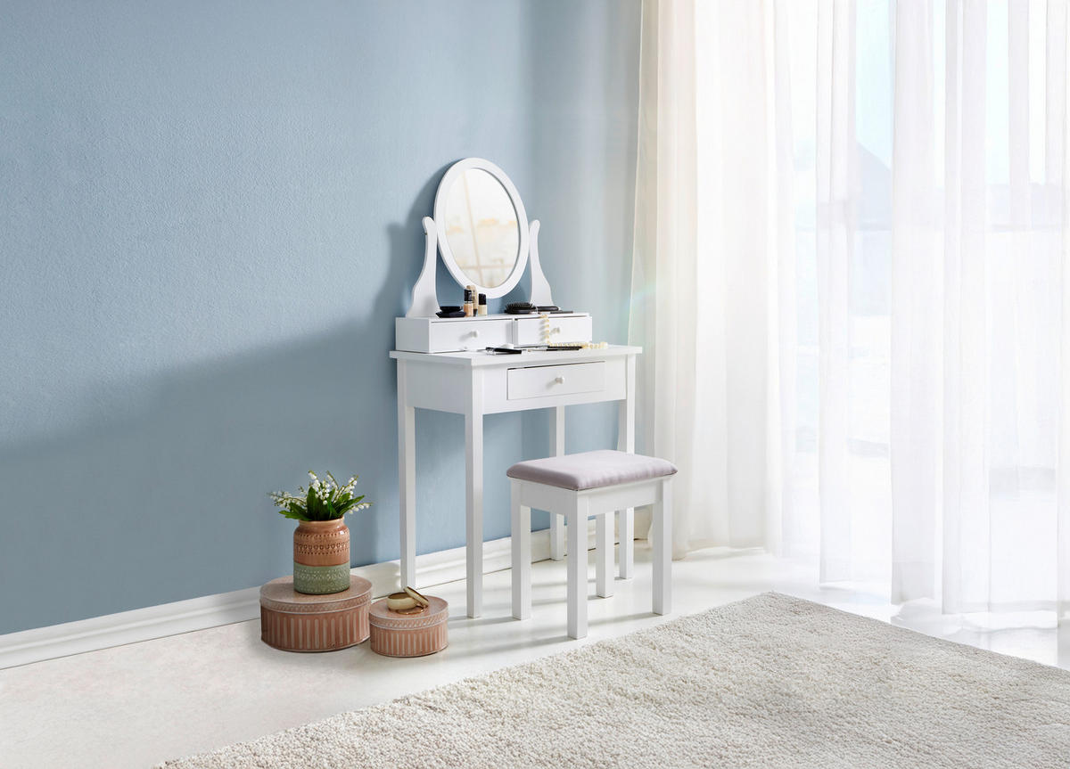 STO ZA ŠMINKANJE bela  - bela, Lajfstajl, staklo/drvo (70/132/40cm) - Ambia Home