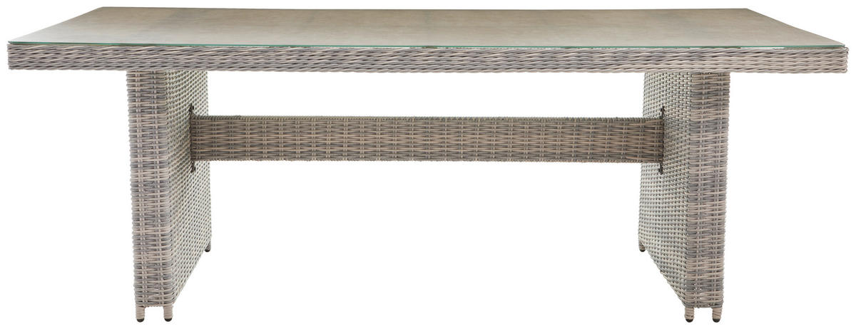 DINING-LOUNGESET Aluminium  - Dunkelgrau/Hellgrau, ROMANTIK / LANDHAUS, Glas/Kunststoff (100/200/74cm) - Ambia Garden