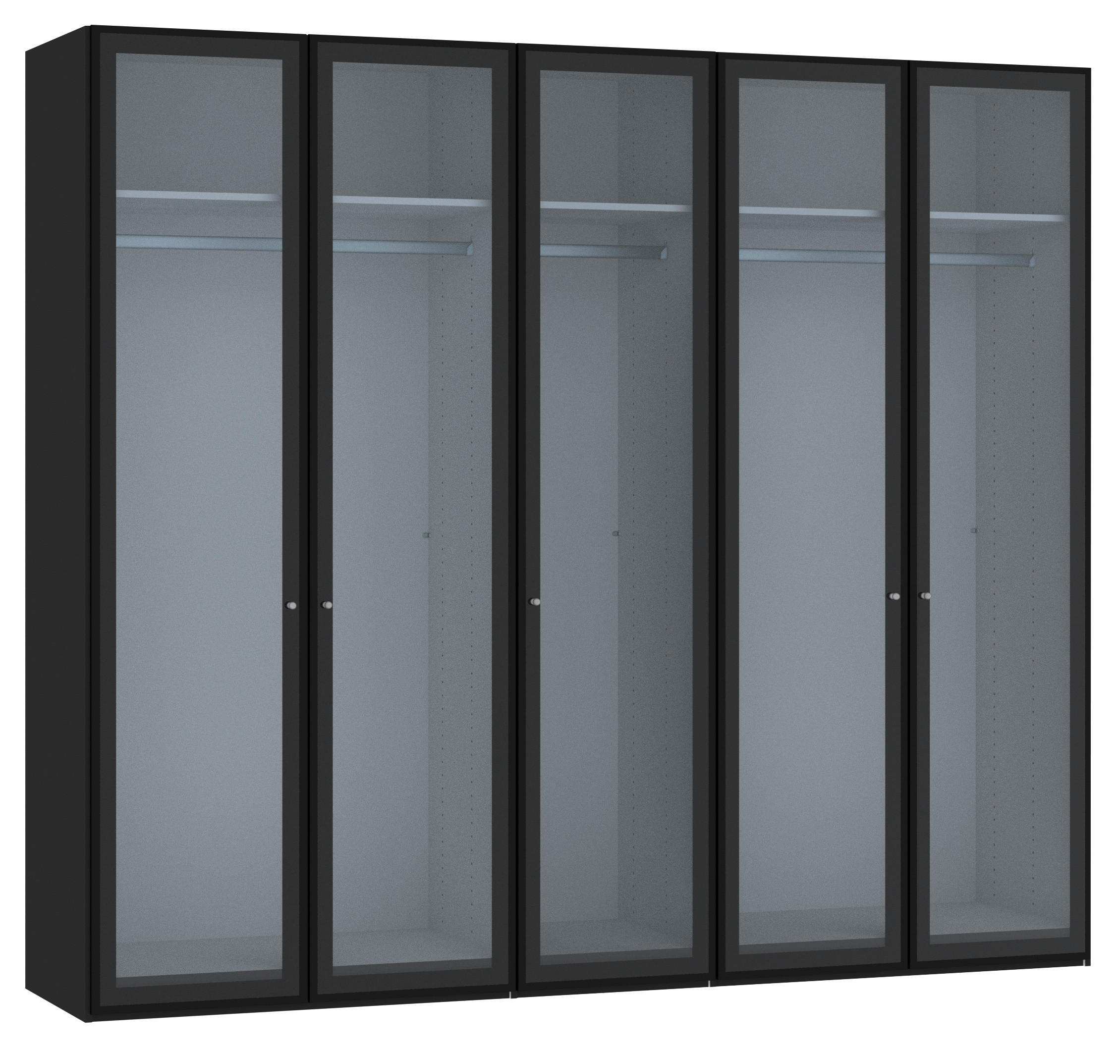DREHTÜRENSCHRANK 253/236/59 cm 5-türig Schwarz  - Silberfarben/Schwarz, Design, Glas/Holzwerkstoff (253/236/59cm) - Jutzler