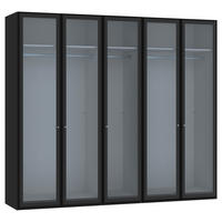 DREHTÜRENSCHRANK 253/220/59 cm,  in Schwarz, 5-türig  - Silberfarben/Schwarz, Design, Glas/Holzwerkstoff (253/220/59cm) - Jutzler