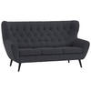 3-SITZER-SOFA in Cord Anthrazit  - Anthrazit/Schwarz, Design, Holz/Textil (187/101/95cm) - Stylife