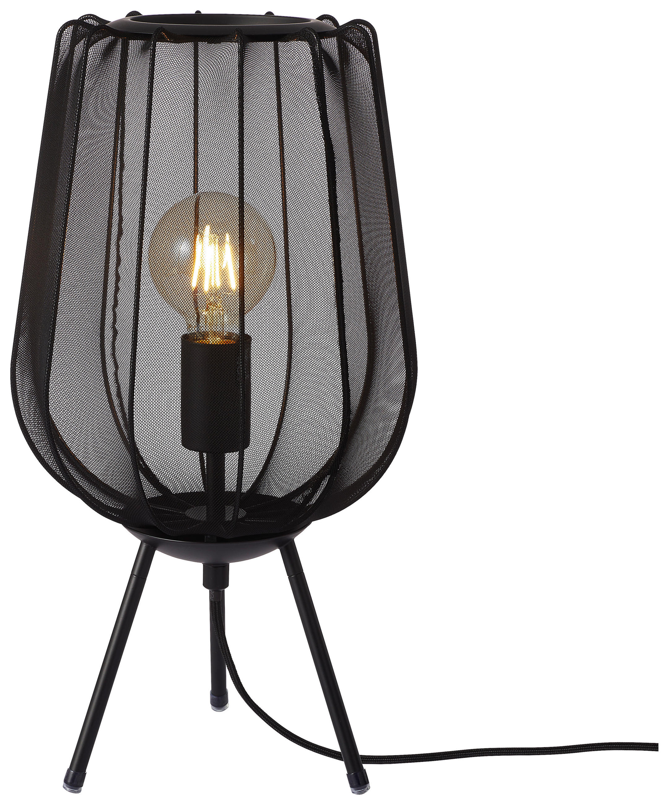 TISCHLEUCHTE 25/45 cm   - Schwarz, Trend, Textil/Metall (25/45cm) - Light & Living