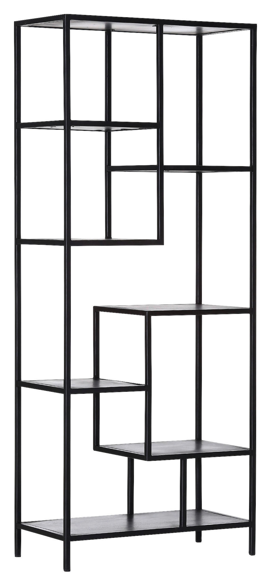 REGAL Mangoholz massiv Schwarz  - Schwarz, Trend, Holz/Metall (80/195/40cm) - Carryhome