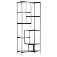 REGAL Mangoholz massiv Schwarz  - Schwarz, Trend, Holz/Metall (80/195/40cm) - Carryhome