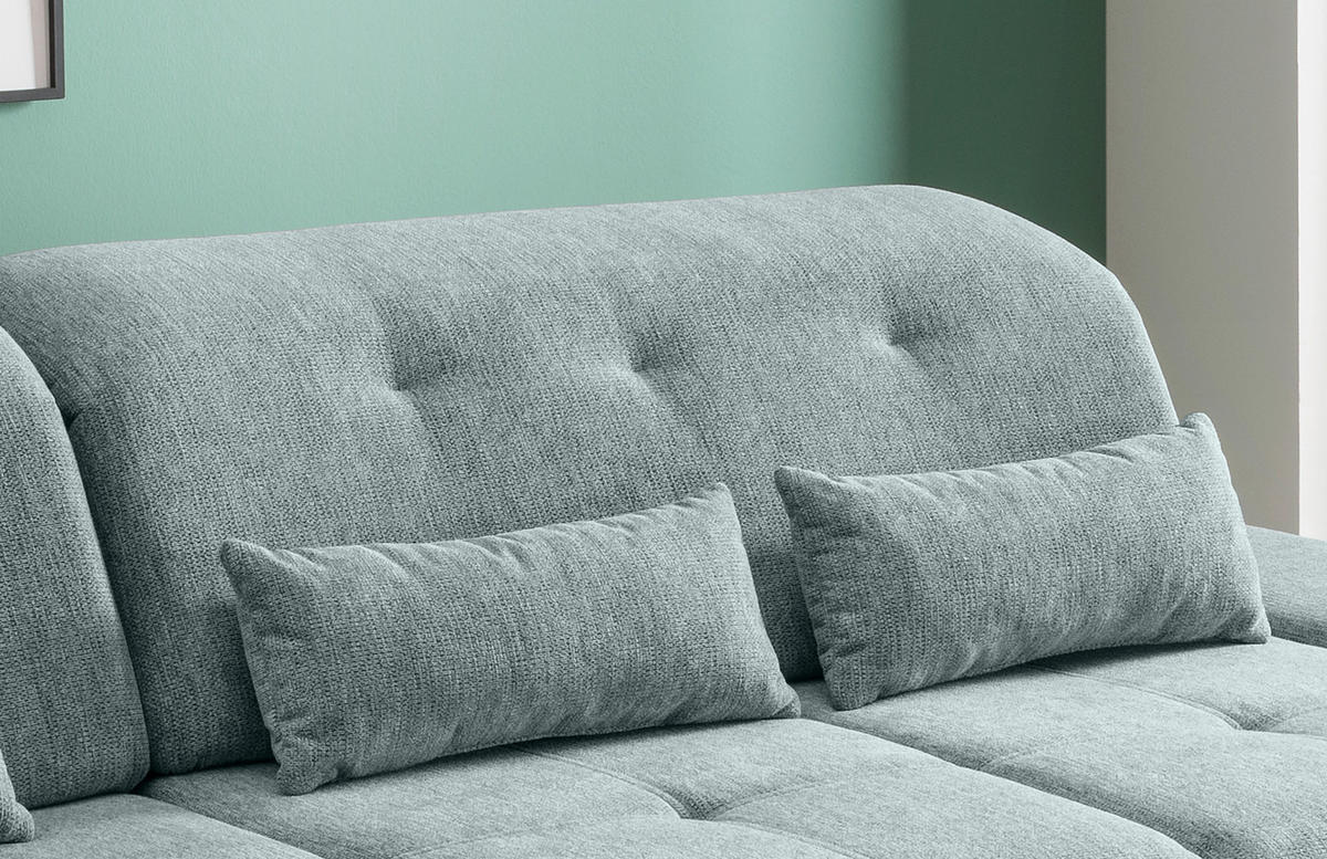 ECKSOFA in Chenille Mintgrün  - Chromfarben/Mintgrün, Design, Textil/Metall (254/280cm) - Livetastic