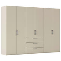 DREHTÜRENSCHRANK 301/223/61 cm,  in Champagner, 6-türig  - Edelstahlfarben/Champagner, Basics, Holzwerkstoff/Metall (301/223/61cm) - Novel