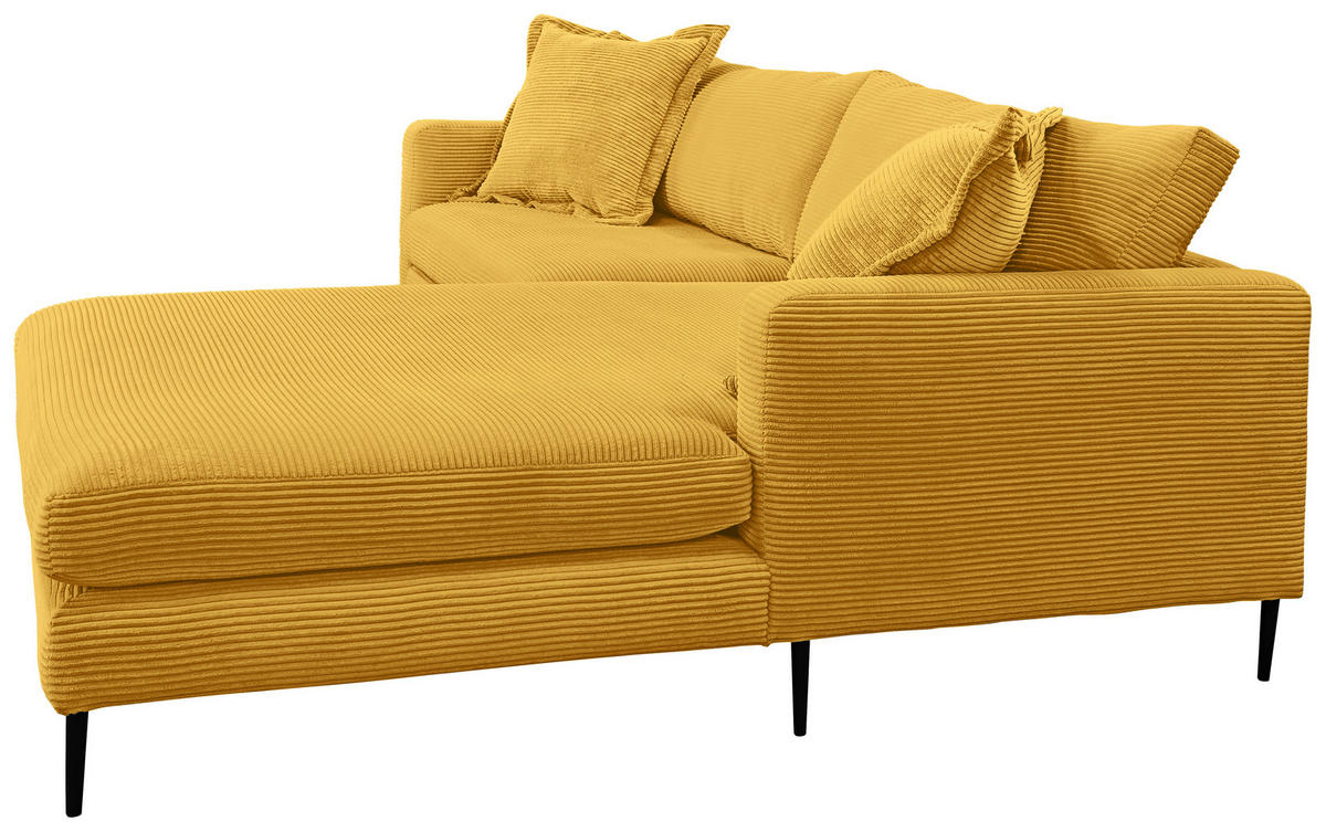 ECKSOFA JOKER Senfgelb Cord  - Senfgelb/Schwarz, Design, Textil/Metall (268/193cm) - P & B