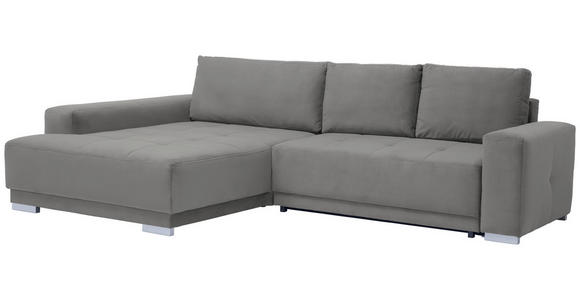 ECKSOFA inkl. Funktionen in Flachgewebe Hellgrau  - Silberfarben/Hellgrau, Design, Holz/Textil (195/293cm) - Cantus