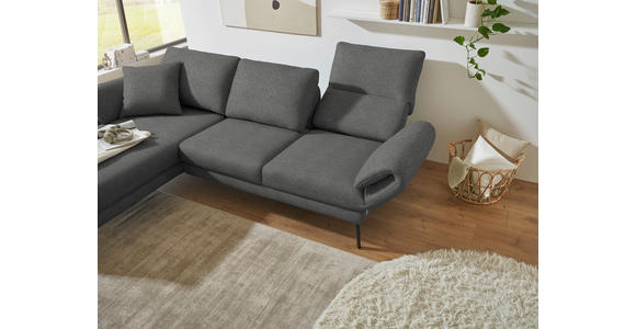 ECKSOFA  in Flachgewebe Dunkelgrau  175-224/255-365 cm  - Dunkelgrau/Schwarz, Design, Textil/Metall (175-224/255-365cm) - Dieter Knoll
