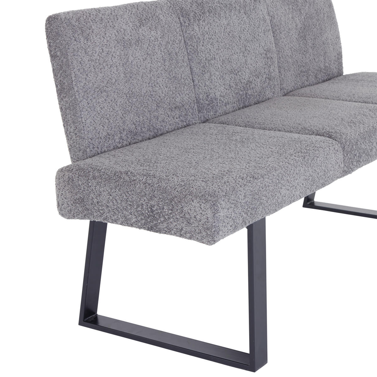 SITZBANK in Metall, Textil Grau  - Schwarz/Grau, Modern, Textil/Metall (166/82/61cm) - MID.YOU