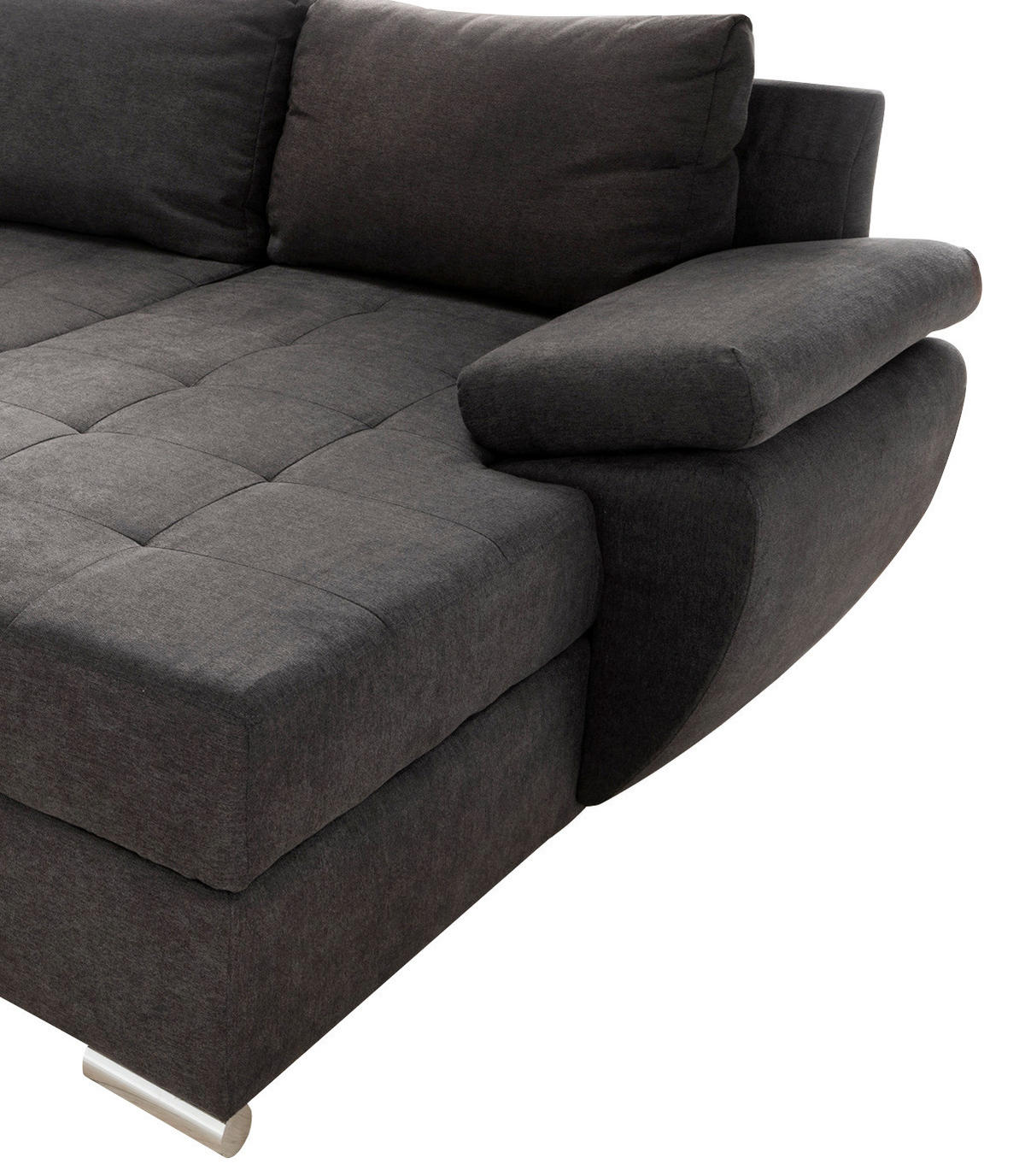 WOHNLANDSCHAFT in Mikrofaser Braun  - Taupe/Chromfarben, Konventionell, Textil (219/305/157cm) - Livetastic