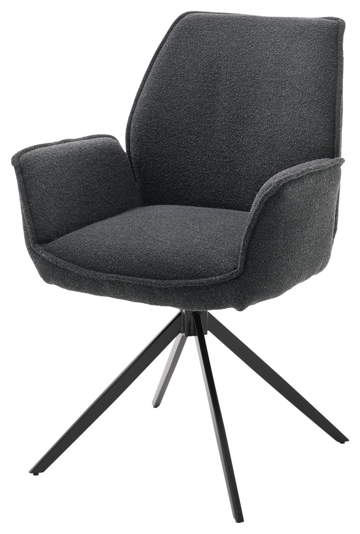ARMLEHNSTUHL  in Bouclé  - Anthrazit/Schwarz, Design, Textil/Metall (63/91/65cm) - Musterring