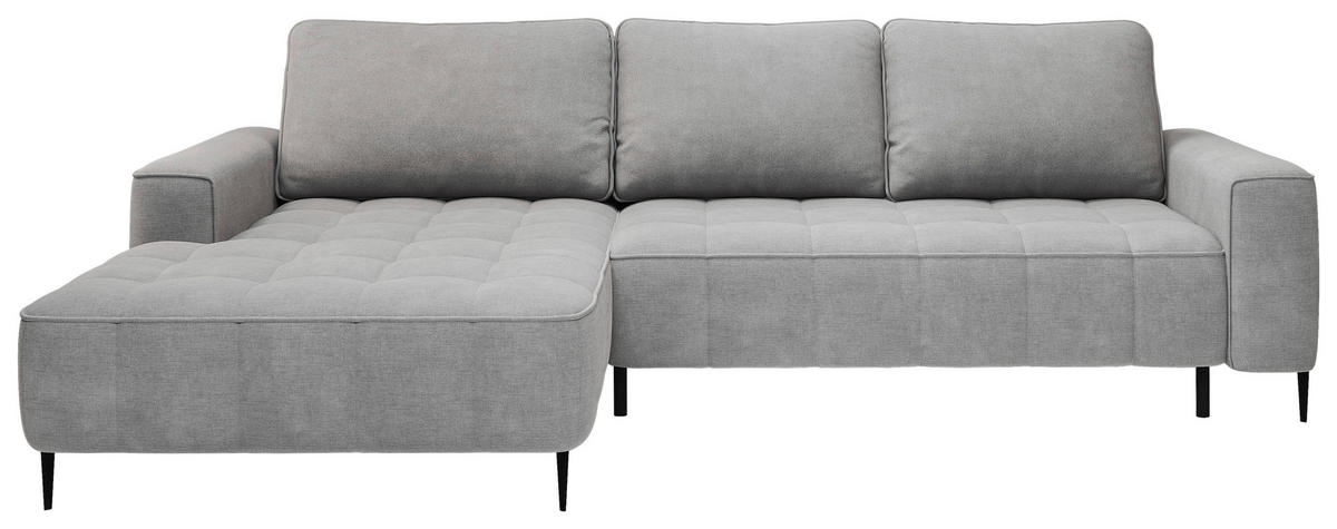 ECKSCHLAFSOFA Florence in Velours Grau  - Schwarz/Grau, Basics, Textil/Metall (166/280cm) - Livetastic