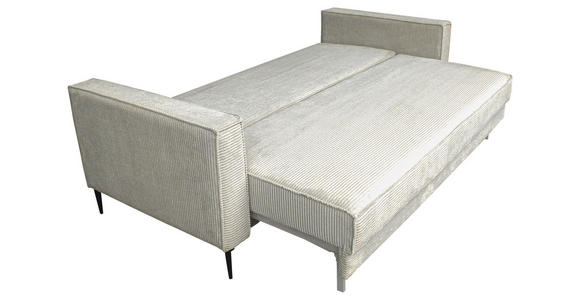 SCHLAFSOFA Cord Naturfarben  inkl. Rückenkissen, Bettkasten, Schlaffunktion, Rücken echt, Liegefläche im Originalstoff  - Schwarz/Naturfarben, KONVENTIONELL, Textil/Metall (222/93/98cm) - Carryhome