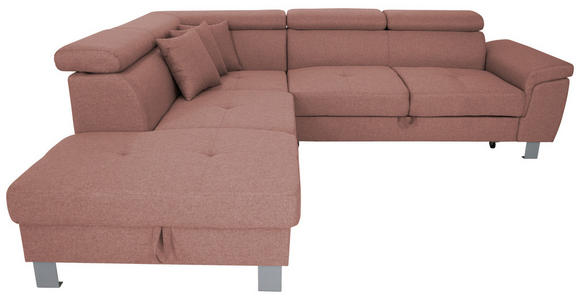ECKSOFA inkl. Funktionen Hellrot Webstoff - Hellrot/Silberfarben, Design, Textil/Metall (226/257cm) - Xora