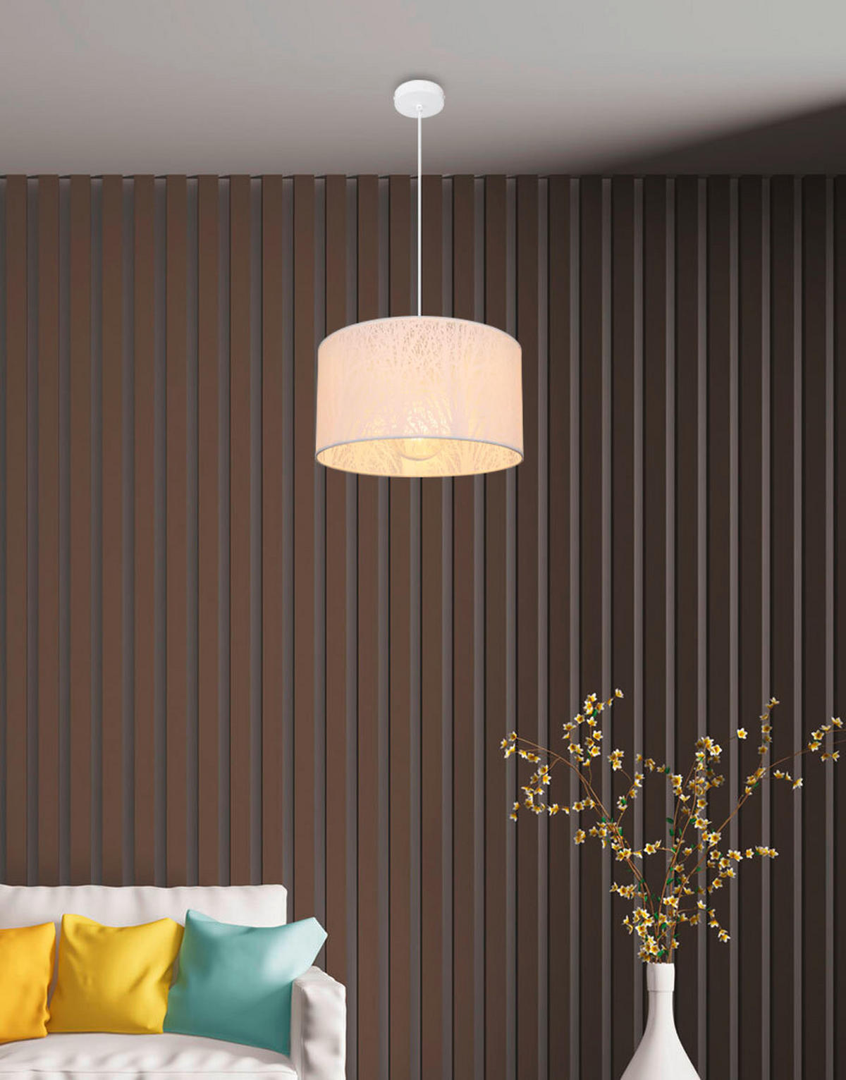 HÄNGELEUCHTE  38/120 cm   - Weiss, Design, Kunststoff/Metall (38/120cm) - Globo