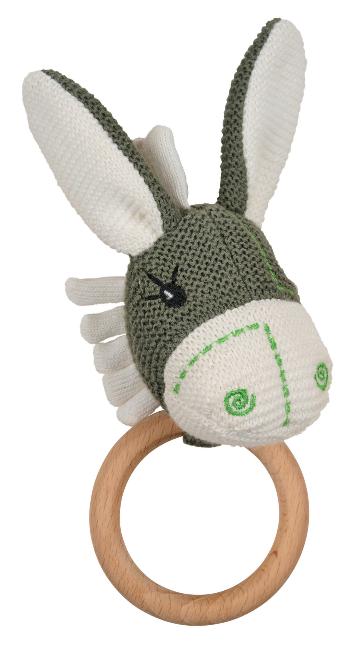 RASSEL  - Elfenbein/Grün, Natur, Textil (10/10cm) - Avelia