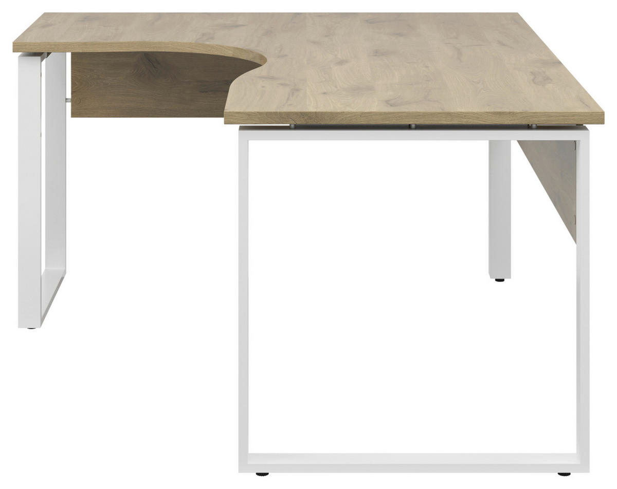 ECKSCHREIBTISCH 140/160/77,8 cm  in Weiß, Eichefarben  - Eichefarben/Weiß, KONVENTIONELL, Holzwerkstoff/Metall (140/160/77,8cm) - Voleo