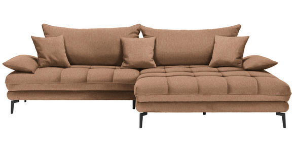 ECKSOFA in Webstoff Rostfarben 292/176 cm - Rostfarben/Schwarz, MODERN, Textil/Metall (292/176cm) - Carryhome