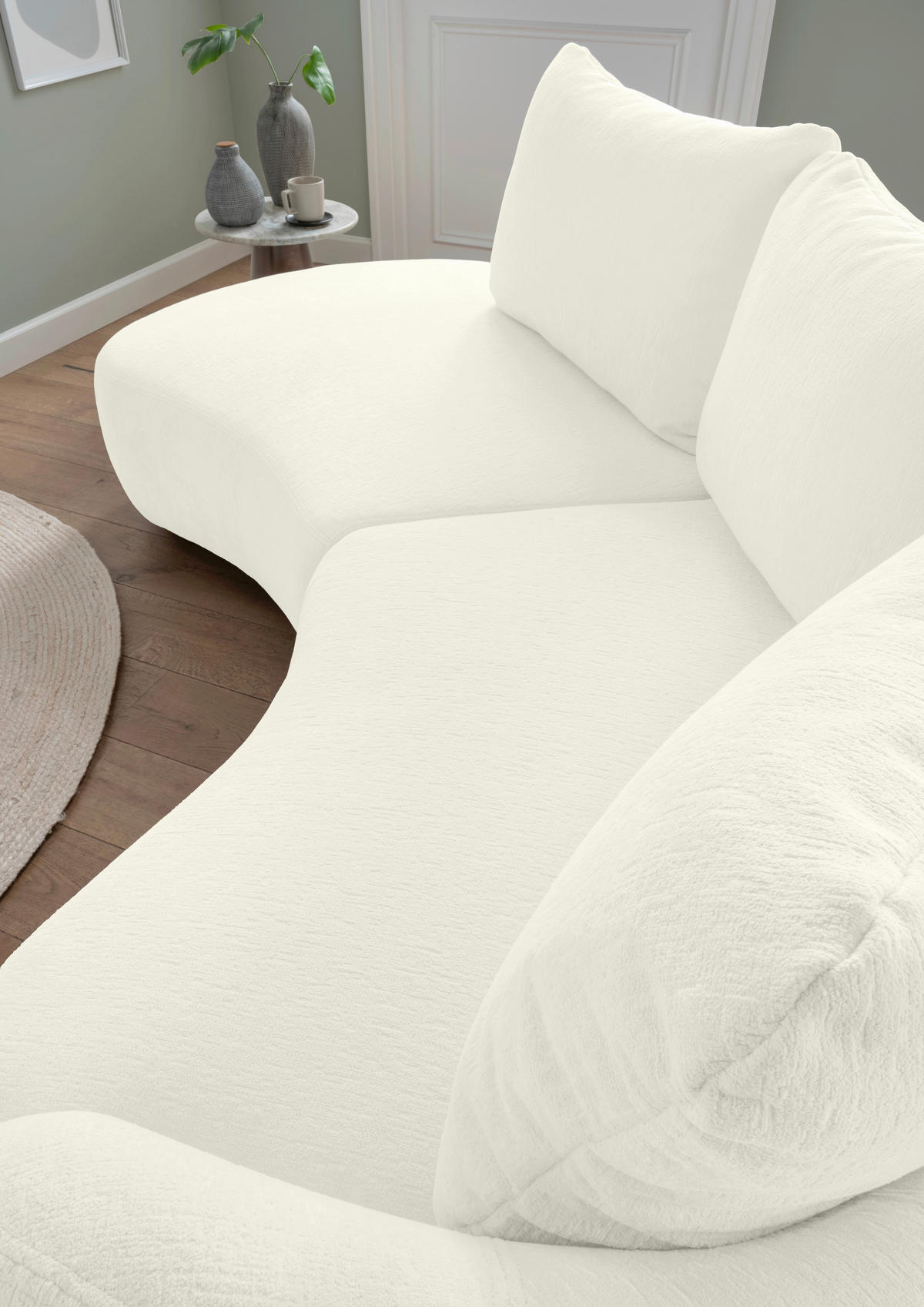 ECKSOFA in Mikrofaser Weiss  - Weiss/Schwarz, Modern, Kunststoff/Textil (250/139cm) - Livetastic