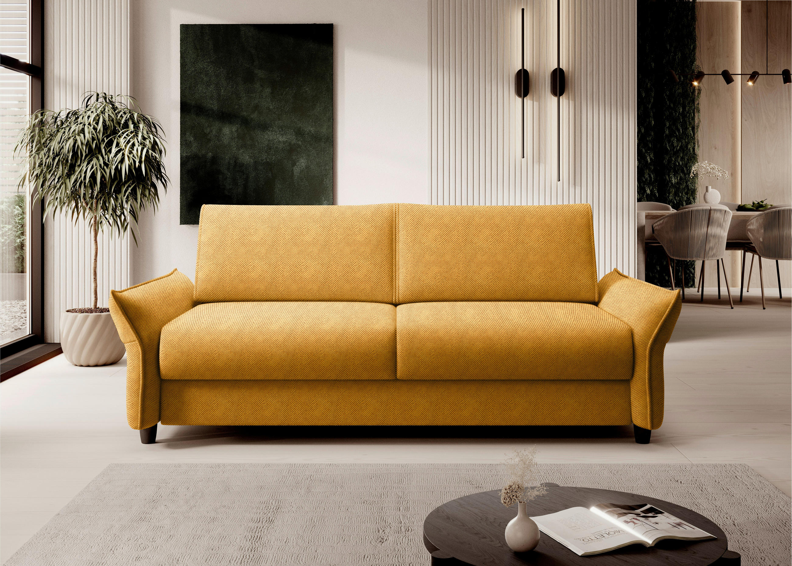 SCHLAFSOFA Webstoff Currygelb  - Currygelb/Schwarz, KONVENTIONELL, Kunststoff/Textil (198/82/106cm) - MID.YOU