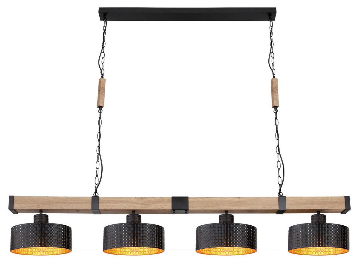 HÄNGELEUCHTE 140/25/120 cm    - Dunkelbraun/Goldfarben, Natur, Holzwerkstoff/Kunststoff (140/25/120cm) - Globo