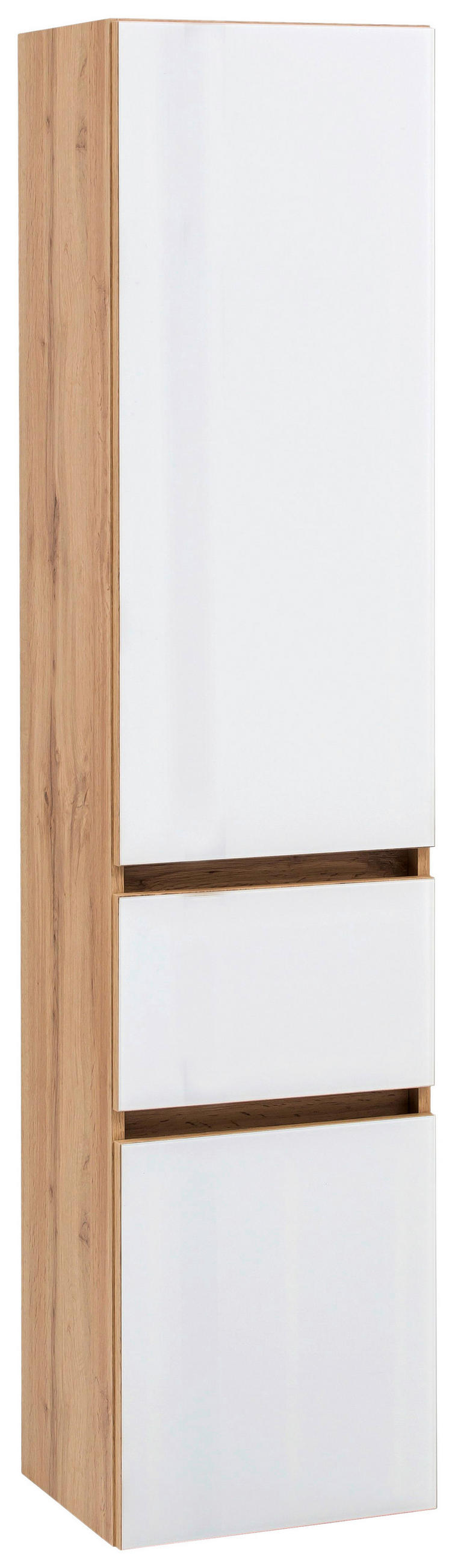 HOCHSCHRANK 40/180/35 cm  - Eichefarben/Silberfarben, KONVENTIONELL, Glas/Holzwerkstoff (40/180/35cm) - Held