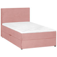 BOXBETT 120/200 cm,  in Altrosa, Matratze, Bettkasten, Topper, H3 = fest  - Schwarz/Altrosa, Trend, Kunststoff/Textil (120/200cm) - Boxxx