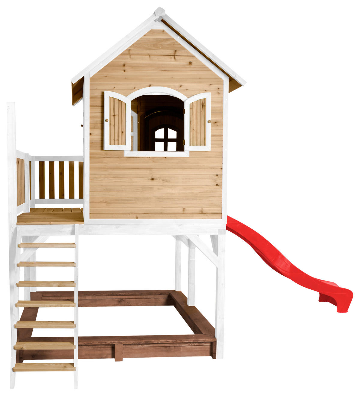 SPIELTURM 377/291/255 cm  - Rot/Braun, KONVENTIONELL, Holz (377/291/255cm) - Ambia Garden