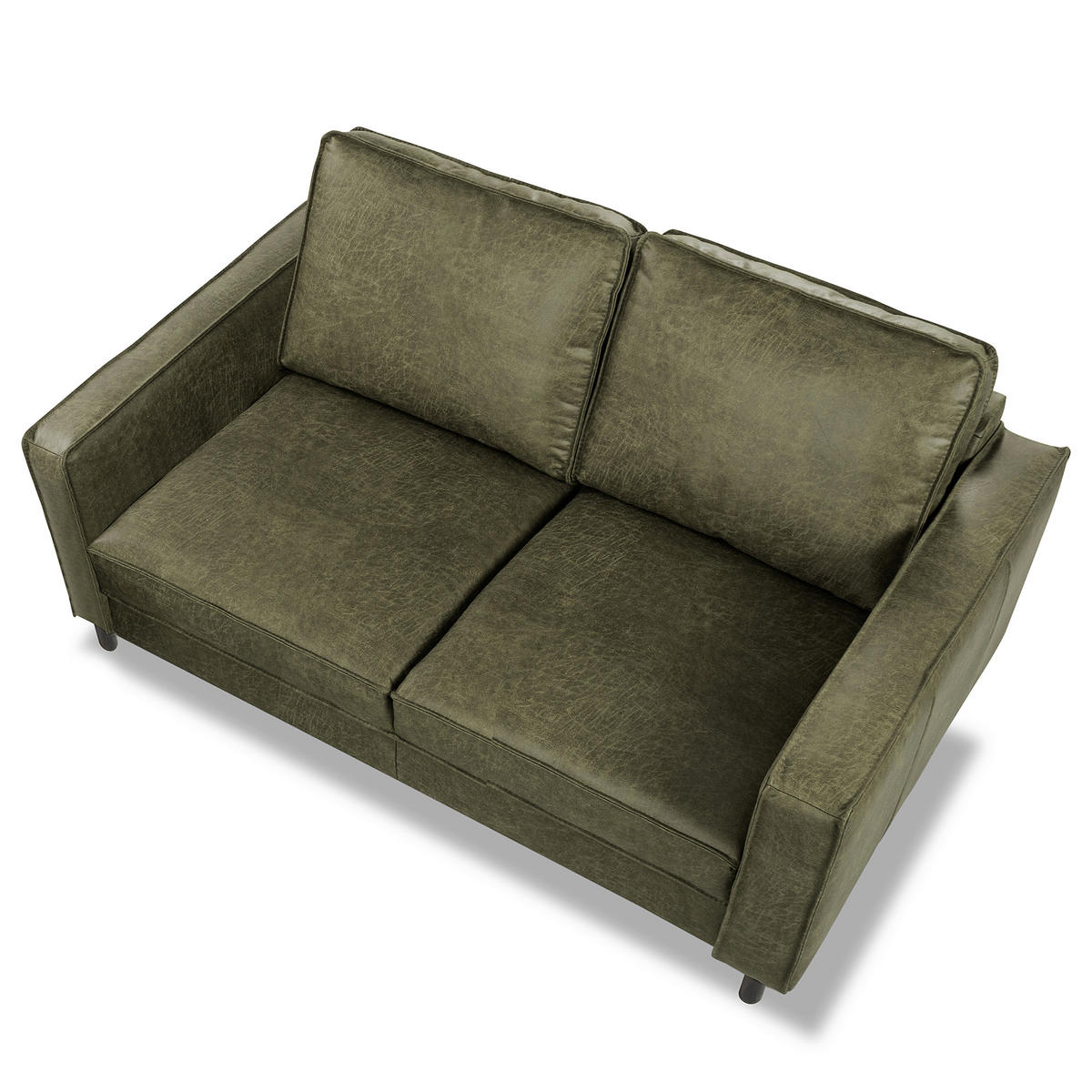 2-SITZER-SOFA Grün Echtleder Lederlook  - Grün, Design, Leder/Textil (148/85/92cm) - Livetastic