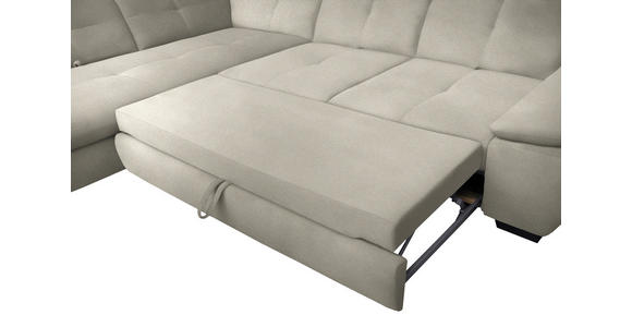 ECKSOFA in Flachgewebe Ecru 313/242 cm - Ecru/Schwarz, Design, Textil/Metall (313/242cm) - Xora