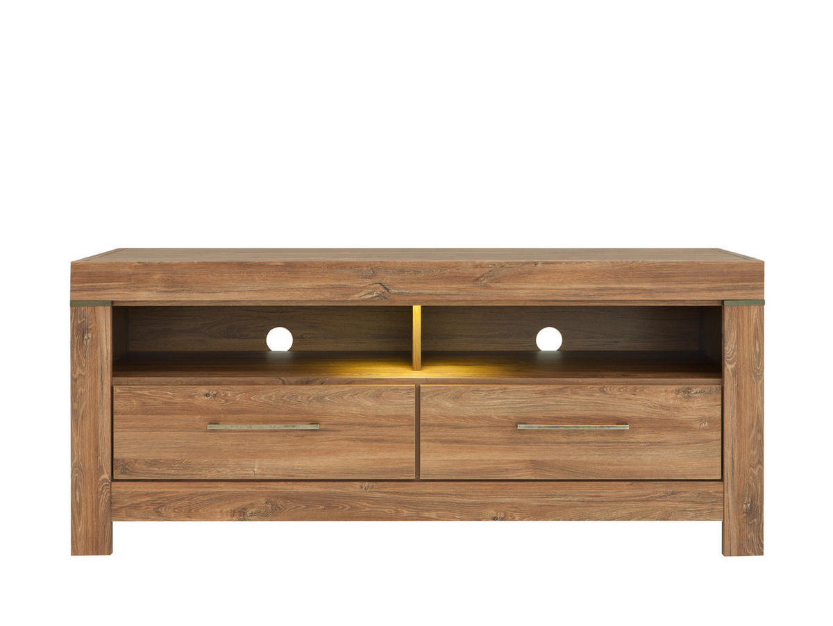 KOMODA POD TELEVIZI, barvy dubu, 138,5/60/54 cm - barvy dubu/barvy niklu, Design, kov/kompozitní dřevo (138,5/60/54cm) - Welnova