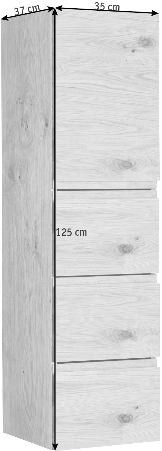 MIDISCHRANK 35/125/37 cm  - Weiß, Design, Glas/Holzwerkstoff (35/125/37cm) - Novel