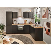 ECKKÜCHE 280/175 cm  in Schwarz, Eichefarben  - Eichefarben/Schwarz, LIFESTYLE, Holzwerkstoff/Kunststoff (280/175cm) - MID.YOU