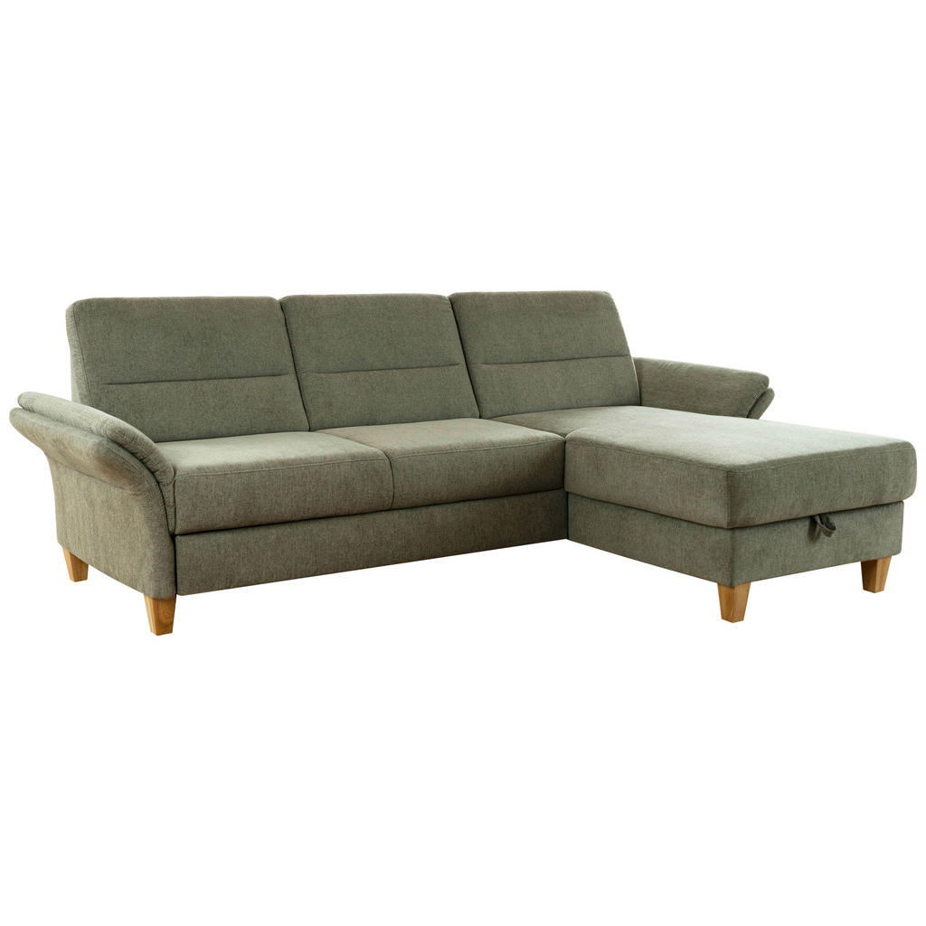 Thumbnail - Cantus Ecksofa, Grün, Textil, Buche, massiv, 3-Sitzer, L-Form, Ottomane rechts, 252x162 cm, Made in EU, Rücken echt, Woh...