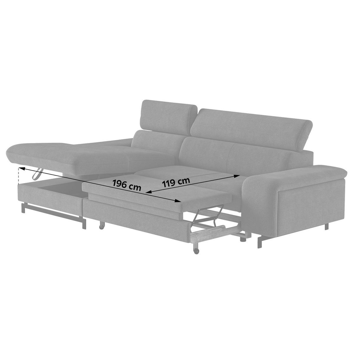 ECKSOFA Blau Chenille  - Blau/Schwarz, Textil/Metall (165/267cm) - MID.YOU