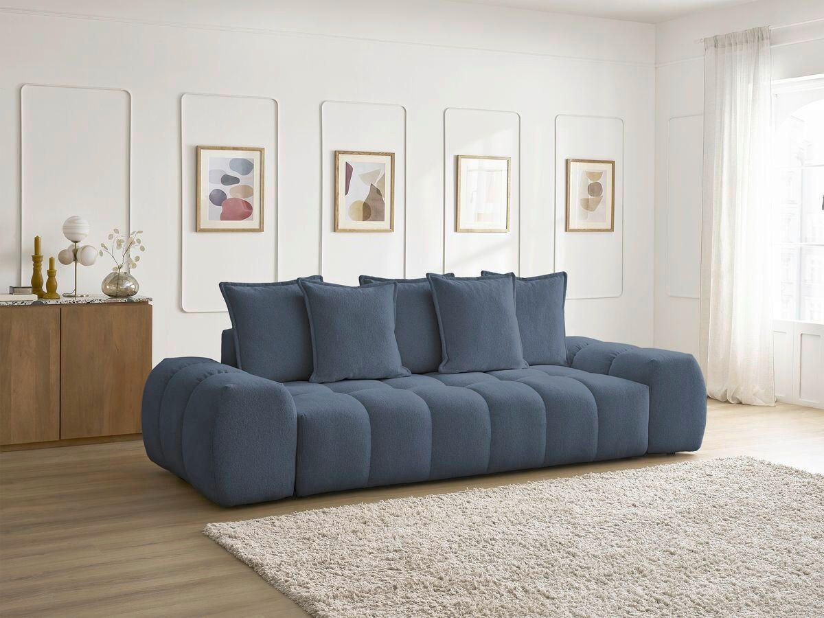 SCHLAFSOFA EVEREST  mit Armteil links, Armteil rechts Flachgewebe Dunkelblau  - Schwarz/Dunkelblau, MODERN, Kunststoff/Textil (278/115/90cm) - Livetastic