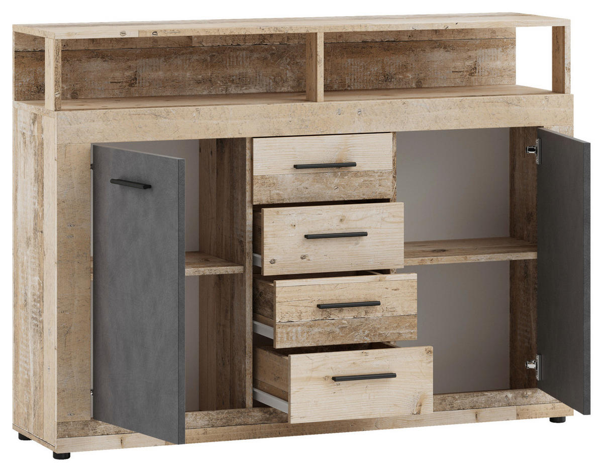 KOMMODE  in 119/96/32 cm  - Eichefarben/Anthrazit, Design, Holzwerkstoff/Kunststoff (119/96/32cm) - MID.YOU