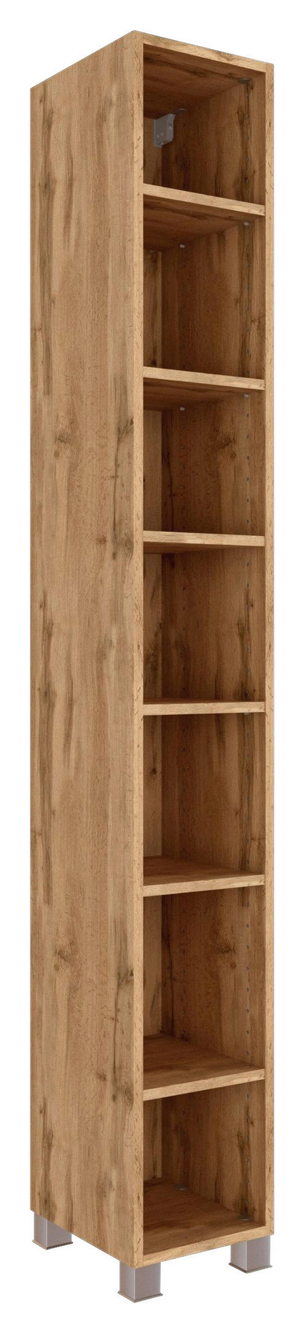 REGÁL DO KOUPELNY, barvy dubu, 25/180/35 cm - barvy stříbra/barvy dubu, Konvenční, kompozitní dřevo/plast (25/180/35cm) - Held