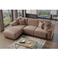 ECKSOFA in Lederlook Taupe  - Taupe/Chromfarben, KONVENTIONELL, Kunststoff/Textil (195/293cm) - Carryhome