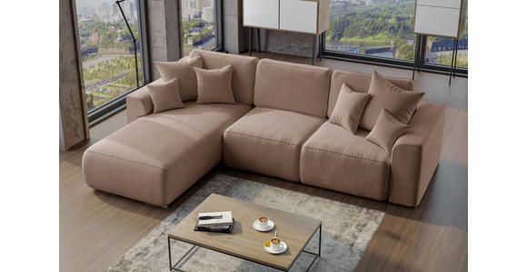 ECKSOFA Taupe Lederlook - Taupe/Chromfarben, KONVENTIONELL, Kunststoff/Textil (195/293cm) - Carryhome