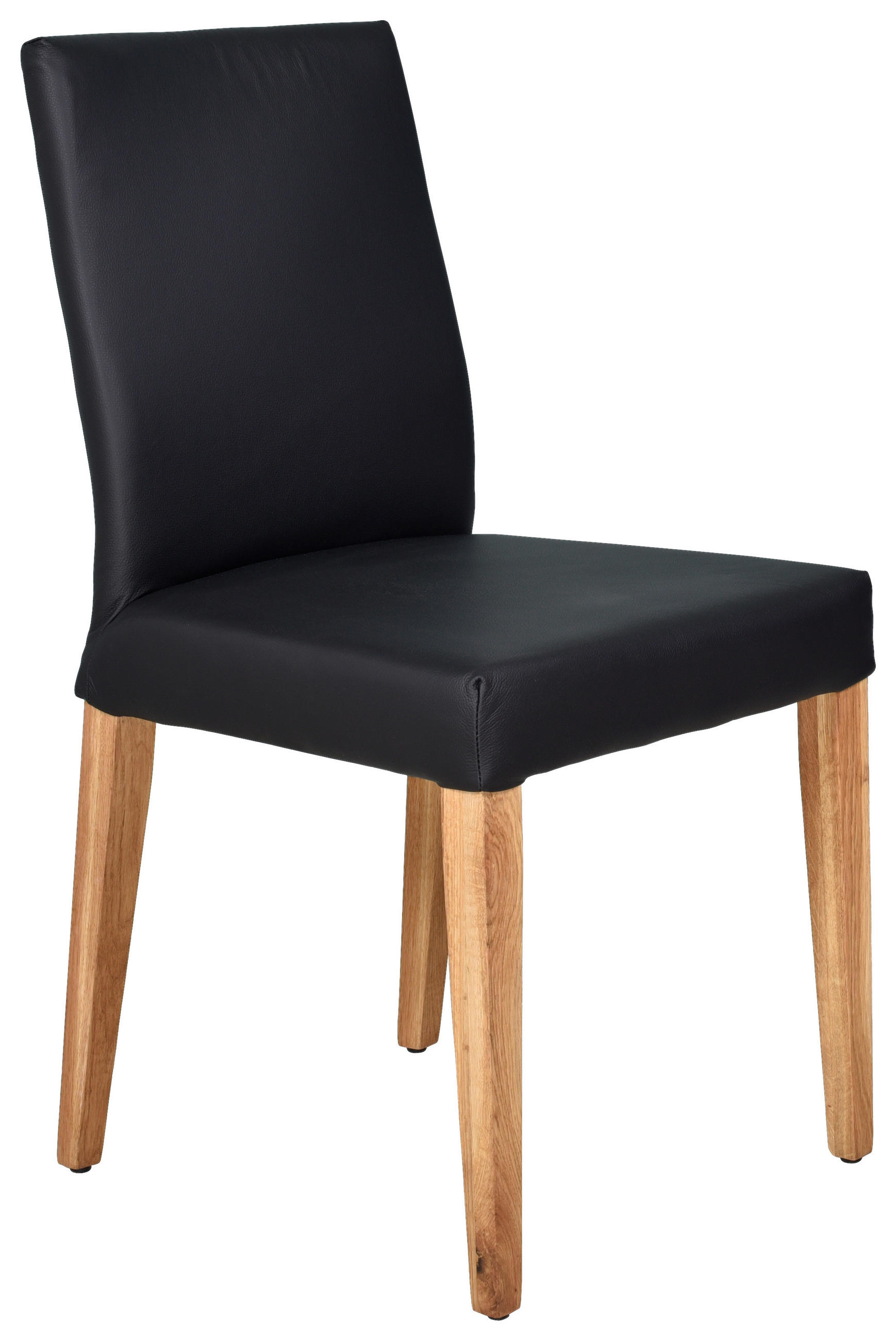 STUHL  in Echtleder  - Eichefarben/Schwarz, Konventionell, Leder/Holz (45/89/44cm)