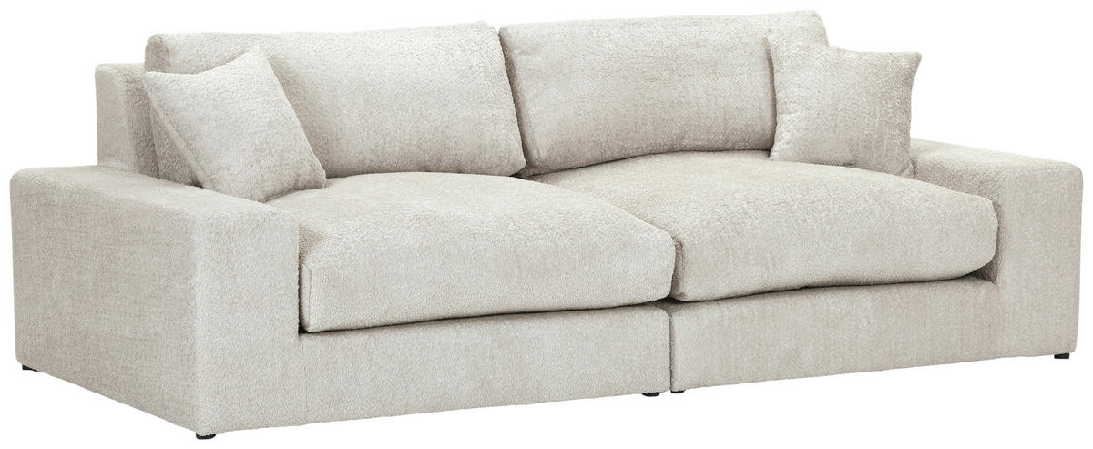 BIGSOFA Struktur, Bouclé Beige  - Greige/Beige, MODERN, Kunststoff/Textil (240/76/125cm) - Landscape